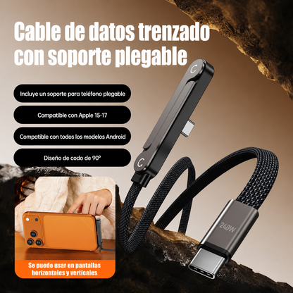 Cable Linkmax Pro 240W USB-C a USB-C | Carga Ultra Rápida + Soporte de Celular Integrado