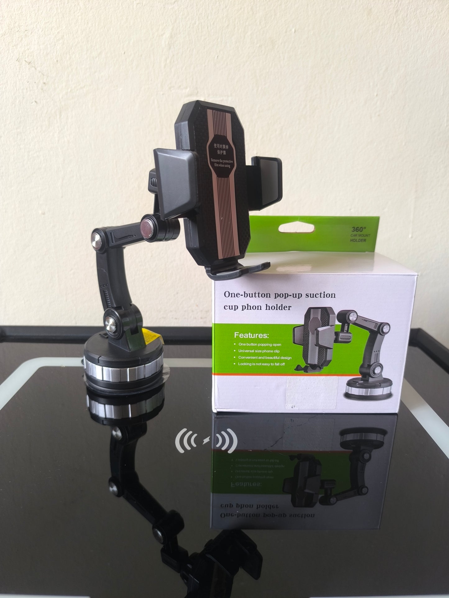 Soporte Premium para Auto "One-Button" | Succión Ultra Fuerte y Brazo Articulado 360°