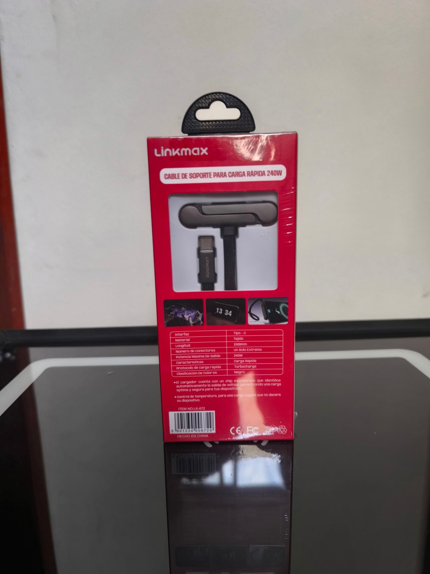 Cable Linkmax Pro 240W USB-C a USB-C | Carga Ultra Rápida + Soporte de Celular Integrado