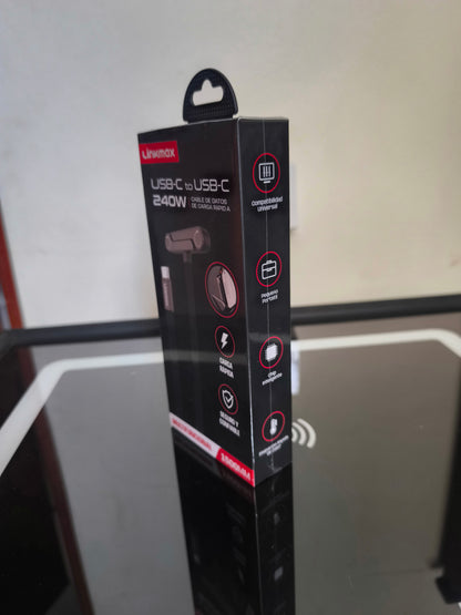 Cable Linkmax Pro 240W USB-C a USB-C | Carga Ultra Rápida + Soporte de Celular Integrado